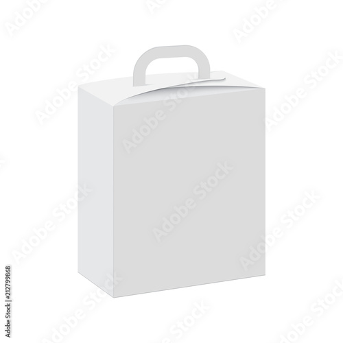 Blank of gift box with handle. Vector