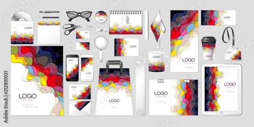 Vector set kit collection corporate identity mockup mock up abstract multilayer multicolored wave design