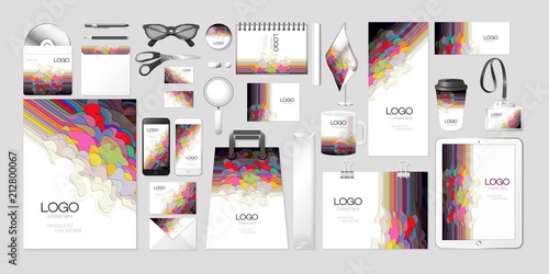 Vector set kit collection corporate identity mockup mock up abstract multilayer multicolored wave design