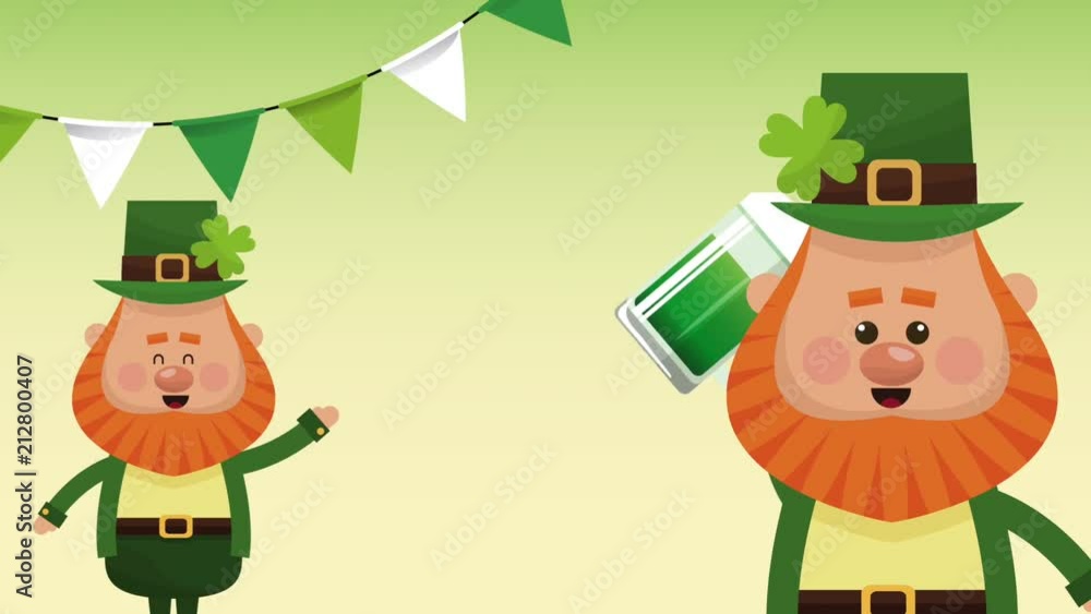 Cute elfs celebratin with beers on st patricks day High definition animation colorful scenes Cute elfs celebratin with beers on st patricks day High definition animation colorful scenes