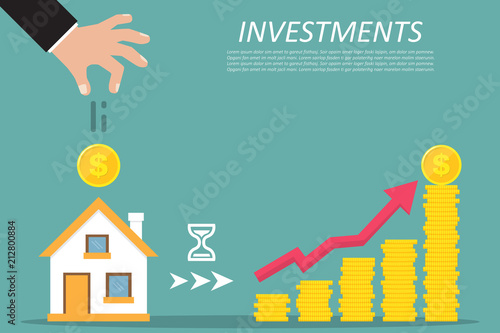 Business concept. Investing, real estate, investment opportunity. Vector illustration