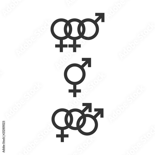 Bisexual icons set. Vector illustration, flat design.