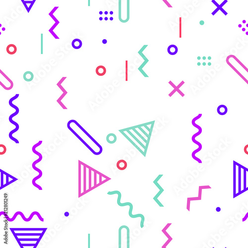 Trendy geometric memphis style pattern. flat line zigzag pattern vector