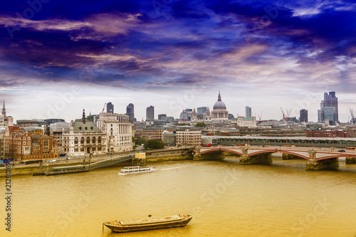 London skyline with background St. Paul Cathedral