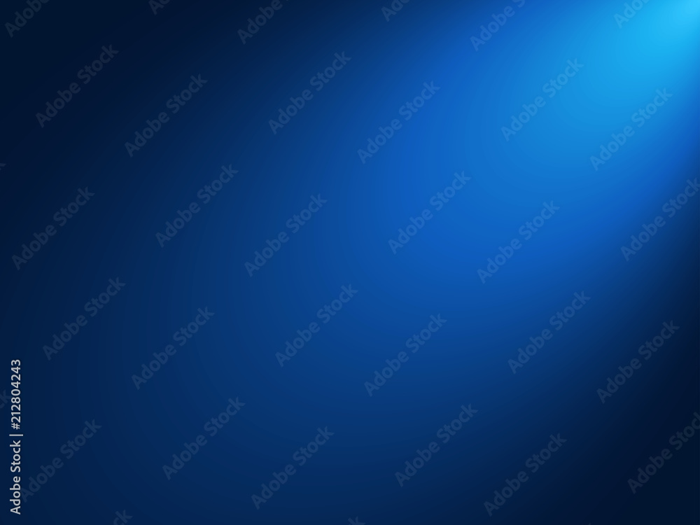 Gradient Blue Background with spot light shining effect from corner. Vector illustration