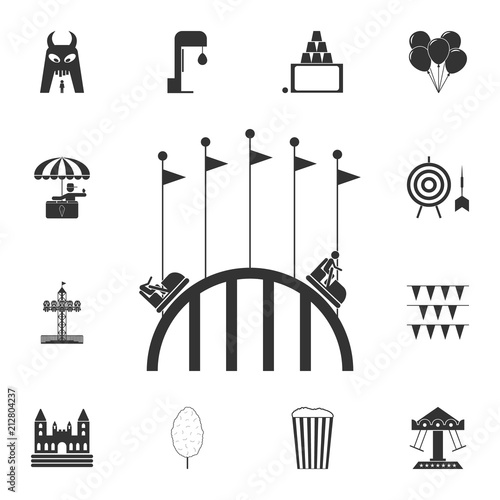 roller coaster icon. Detailed set of attractions. Isolated on white background. Premium graphic design. One of the collection icons for websites, web design, mobile app