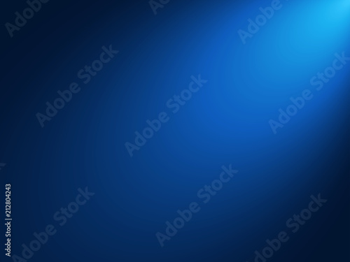 Gradient Blue Background with spot light shining effect from corner. Vector illustration