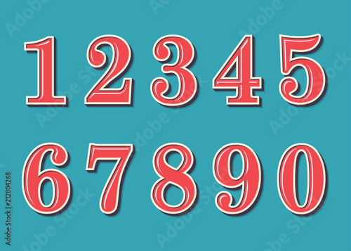 Numbers retro vintage style. Vector illustration