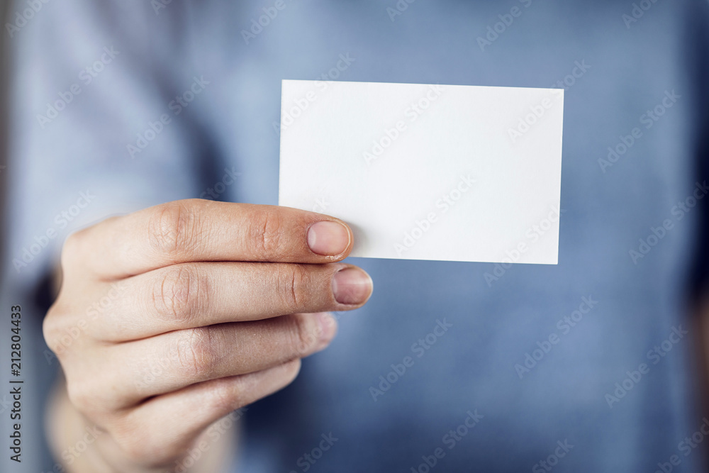 Business woman showing business card Business woman showing business card