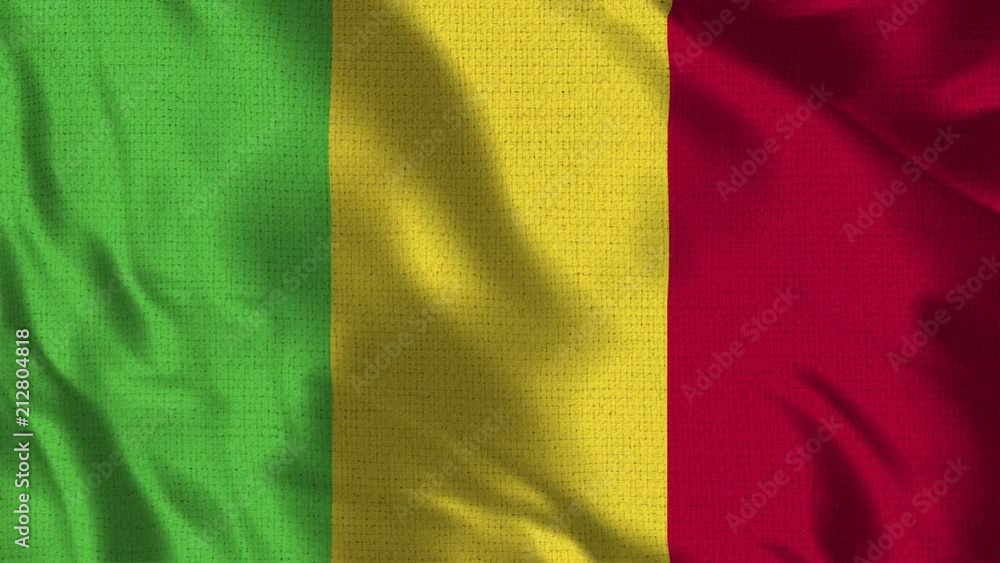 Realistic 4K 60 fps flag of the Mali waving in the wind. Seamless loop with highly detailed fabric texture. Loop ready in 4k resolution.