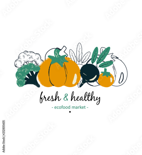 Fresh and healthy. Vegetable logo concept.