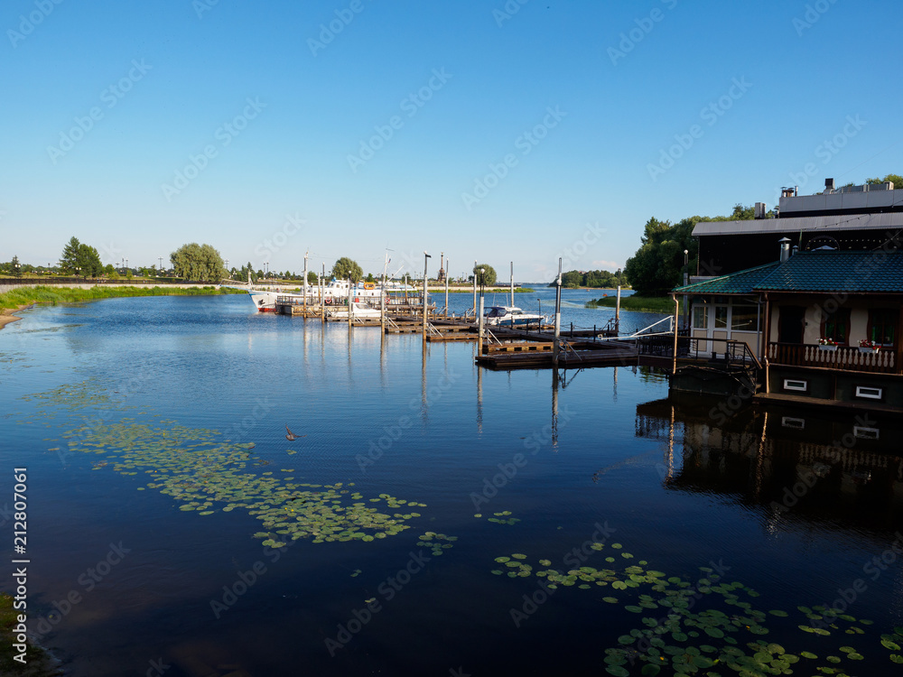Fototapeta premium Harbor boats, reflection, smooth surface