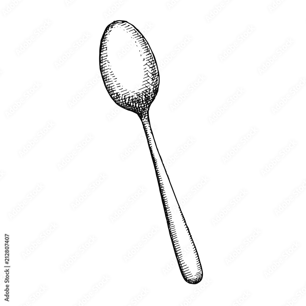 spoon cutlery. drawing isolated on white background sketch spoon cutlery. drawing isolated on white background sketch