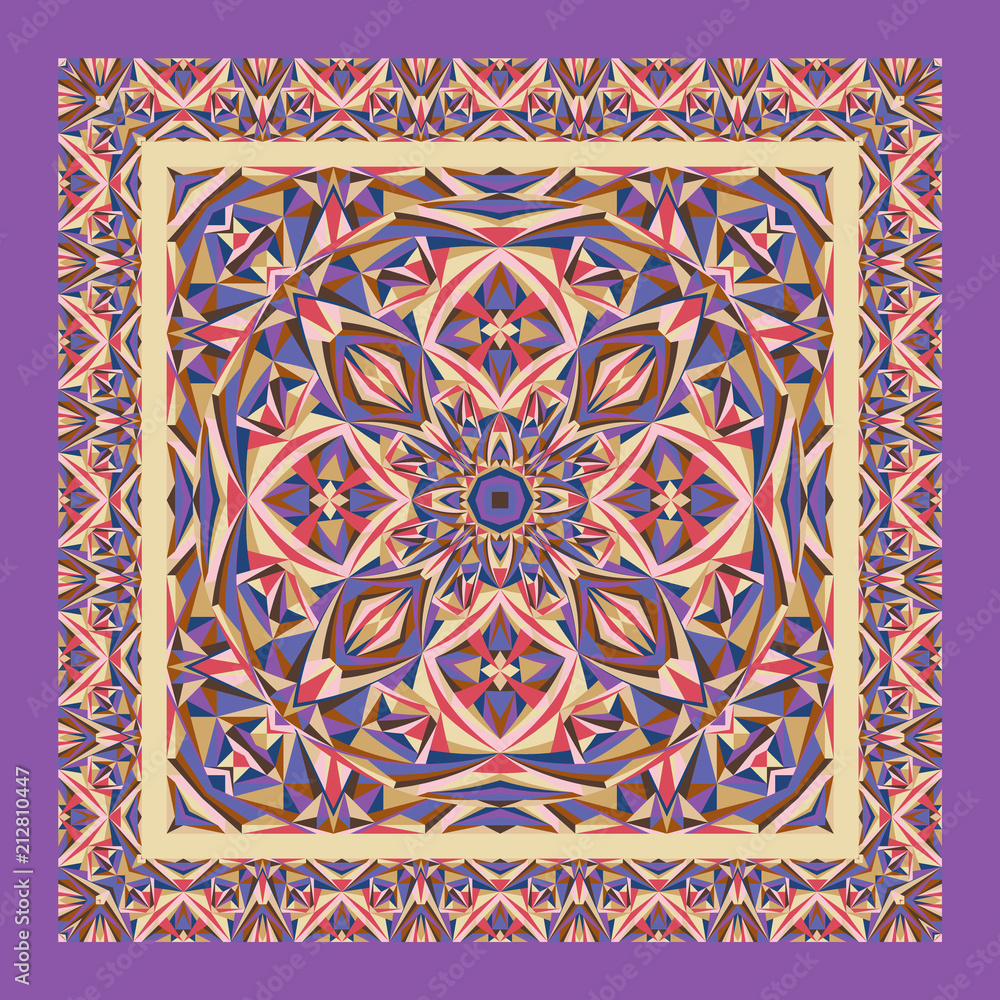 Abstract unique geometric shawl, scarf, neckerchief pattern. Vector ornamental background for textile, surface, decor design.