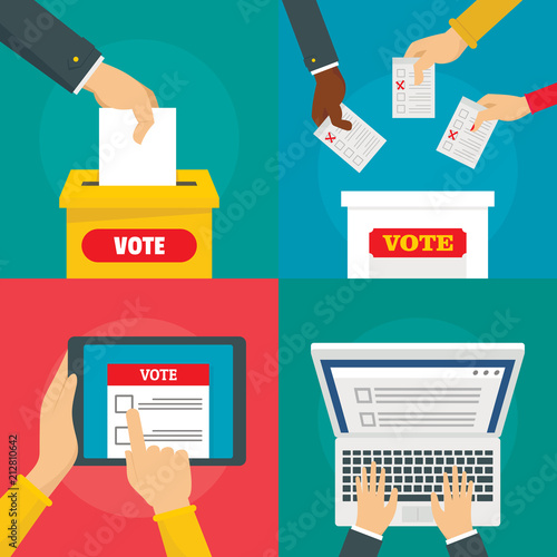 Ballot voting box vote polling banner concept set. Flat illustration of 4 ballot voting box vote polling vector banner horizontal concepts for web