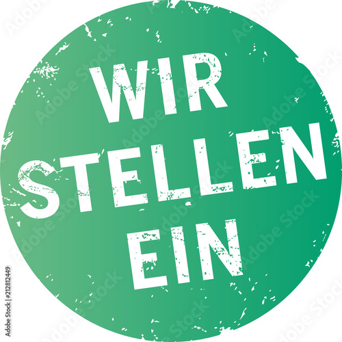 Button Wir stellen ein zerkratzt