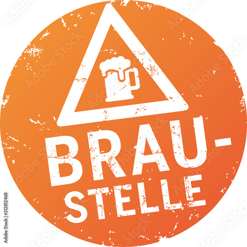 Button Braustelle mit Schild orange