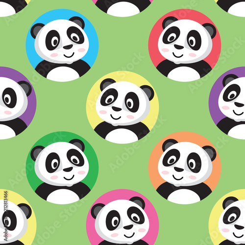 Fototapeta Naklejka Na Ścianę i Meble -  Cute Little Panda Seamless Pattern