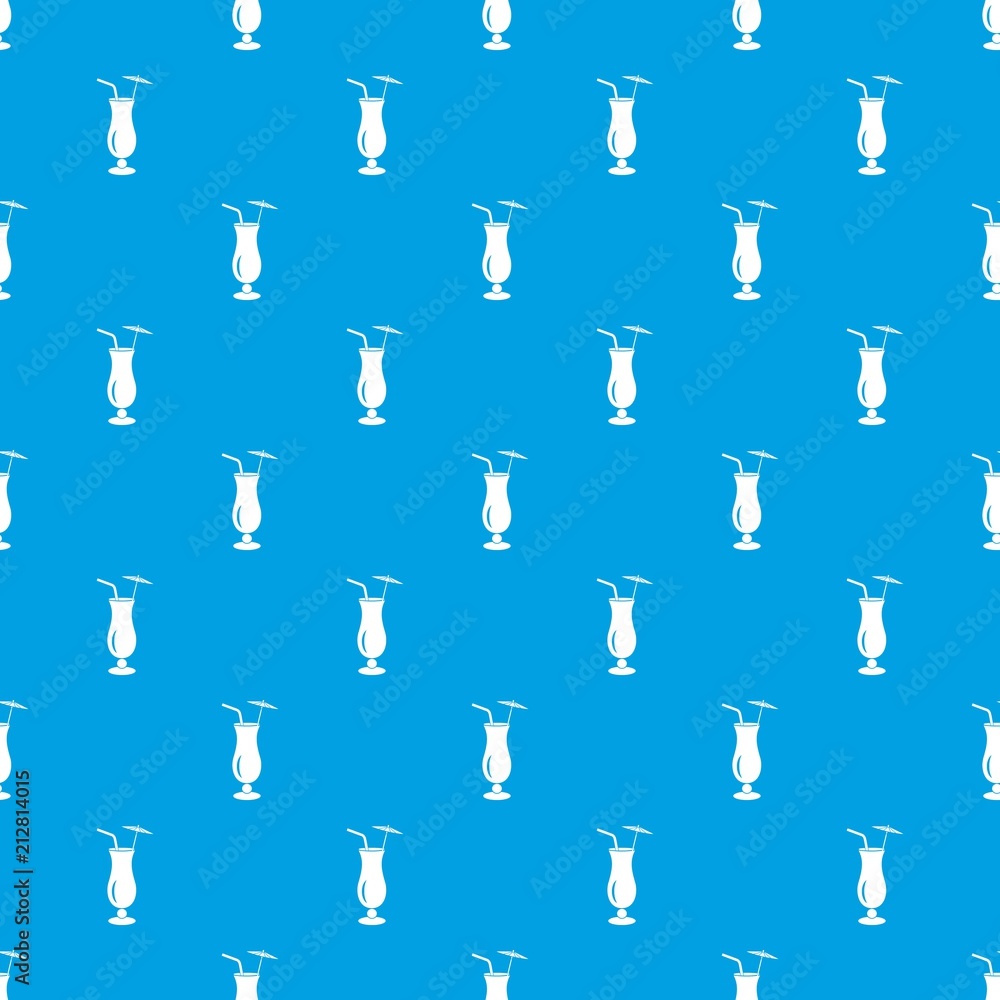 Alcoholic cocktail pattern vector seamless blue repeat for any use