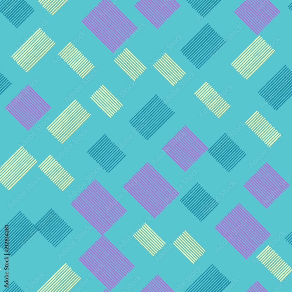 Seamless pattern with squares with lines on a blue background. Vector repeating texture. Seamless pattern with squares with lines on a blue background. Vector repeating texture.