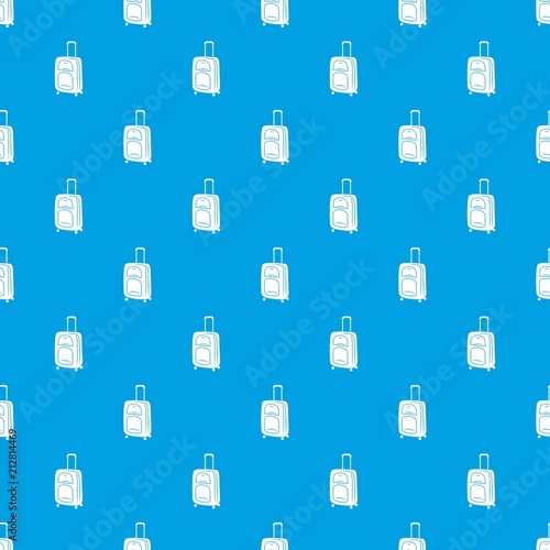 Suitcase on wheels pattern vector seamless blue repeat for any use