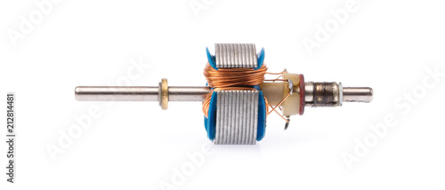 Obraz na plátně Industrial electric motor Disassembled electric motor isolated on white backgrou