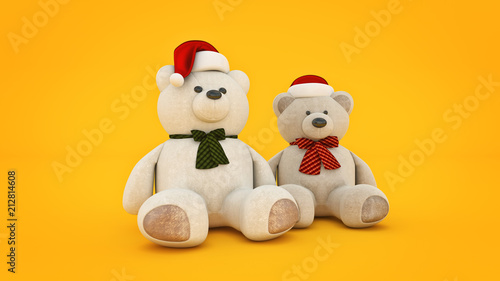 Teddy bear with santa hat. 3d rendering © lchumpitaz