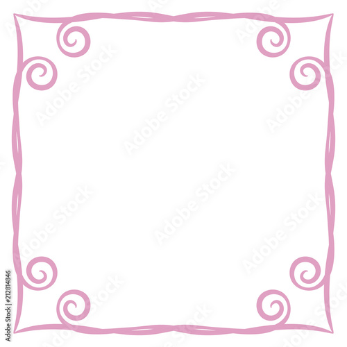 frame pink simple curls vector illustration postcard page background record square isolated on white background object empty space for saying poem congratulation quote