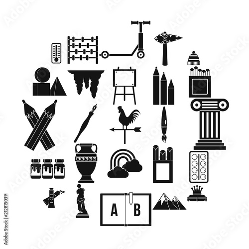 Drawing icons set. Simple set of 25 drawing vector icons for web isolated on white background