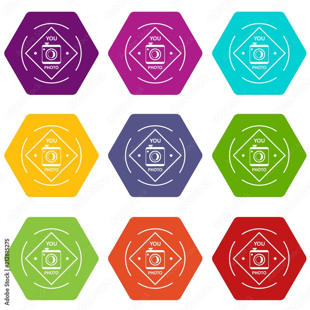 Camera icons 9 set coloful isolated on white for web Camera icons 9 set coloful isolated on white for web
