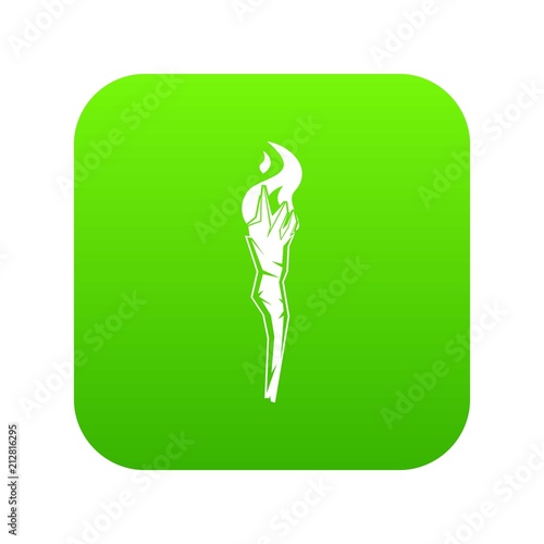 Torch icon green vector isolated on white background