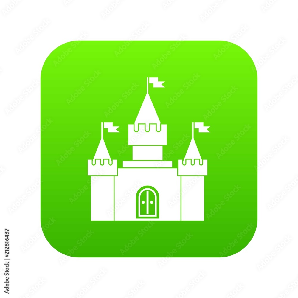 Fortress icon digital green for any design isolated on white vector illustration