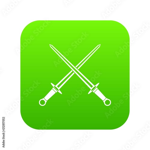 Swords icon digital green for any design isolated on white vector illustration