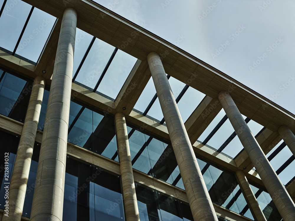 Glass roof with stone columns Glass roof with stone columns