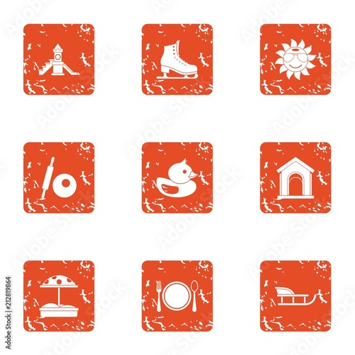 Chute icons set. Grunge set of 9 chute vector icons for web isolated on white background