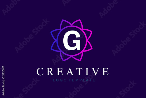 Monogram letter G initials logo. Abstract elegant flower logo icon vector design.