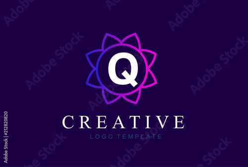 Monogram letter Q initials logo. Abstract elegant flower logo icon vector design.