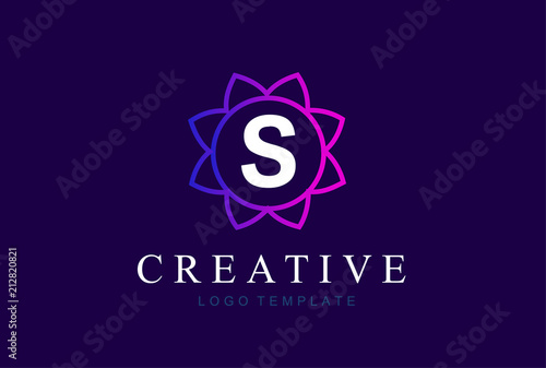 Monogram letter S initials logo. Abstract elegant flower logo icon vector design.
