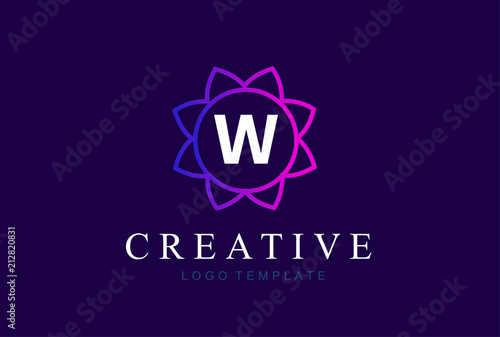 Monogram letter W initials logo. Abstract elegant flower logo icon vector design.