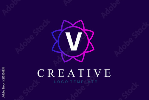 Monogram letter V initials logo. Abstract elegant flower logo icon vector design.