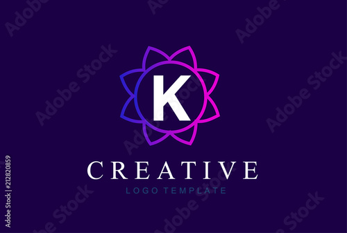 Monogram letter K initials logo. Abstract elegant flower logo icon vector design.