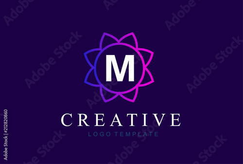 Monogram letter M  initials logo. Abstract elegant flower logo icon vector design.