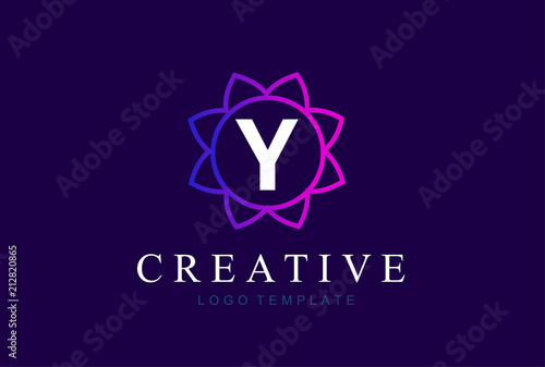 Monogram letter Y  initials logo. Abstract elegant flower logo icon vector design.