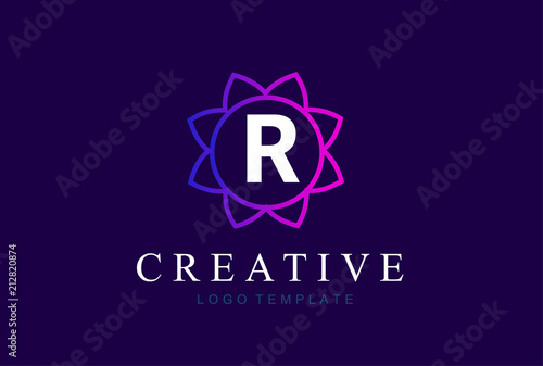 Monogram letter  R initials logo. Abstract elegant flower logo icon vector design.