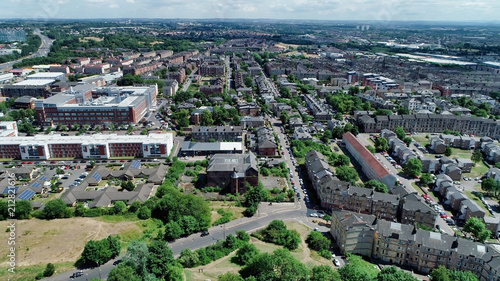 Aerial image over Glasgow looking East from the East end of the city.