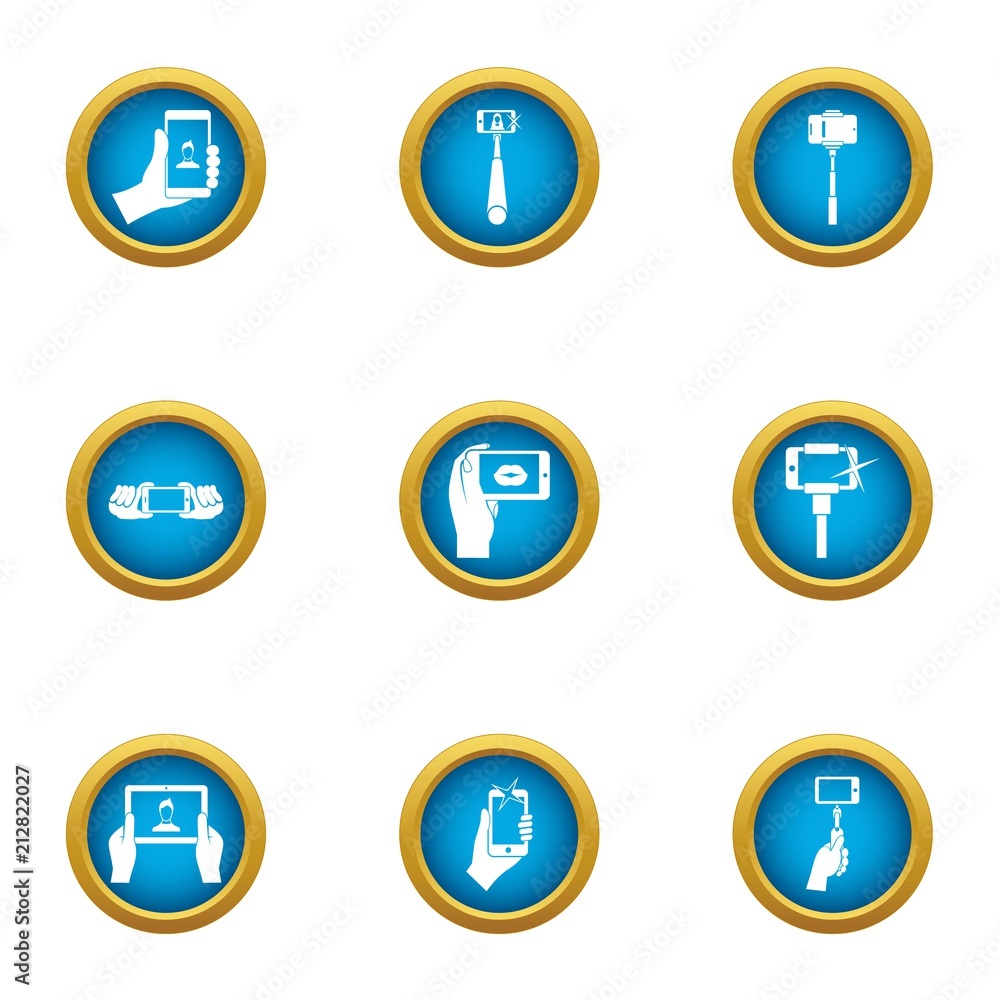 Pictures of yourself icons set. Flat set of 9 pictures of yourself vector icons for web isolated on white background Pictures of yourself icons set. Flat set of 9 pictures of yourself vector icons for web isolated on white background