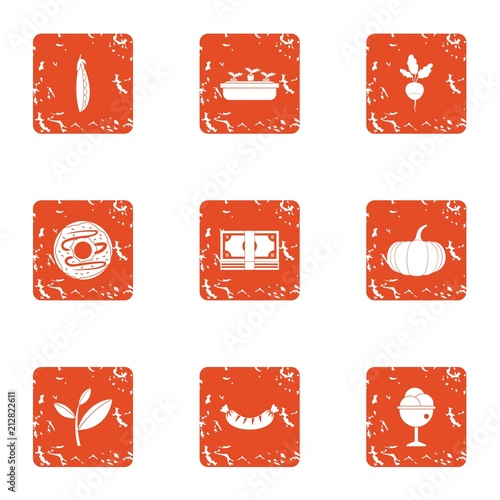 Development of farmer icons set. Grunge set of 9 development of farmer vector icons for web isolated on white background