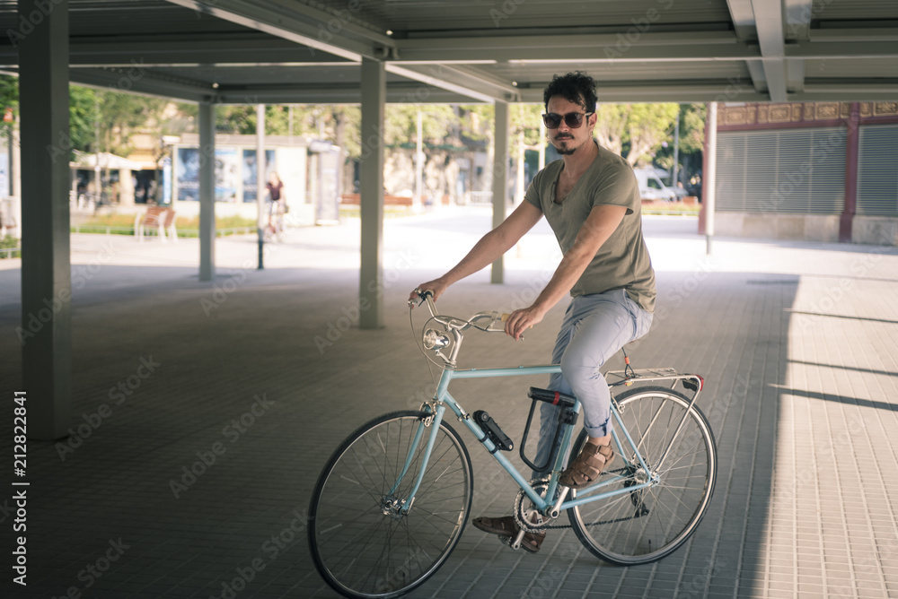 man with a vintage bicycle