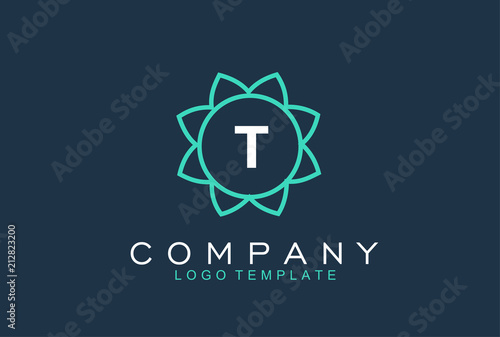 Monogram letter T  initials logo. Abstract elegant flower logo icon vector design.