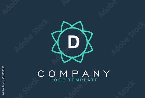 Monogram letter D initials logo. Abstract elegant flower logo icon vector design.